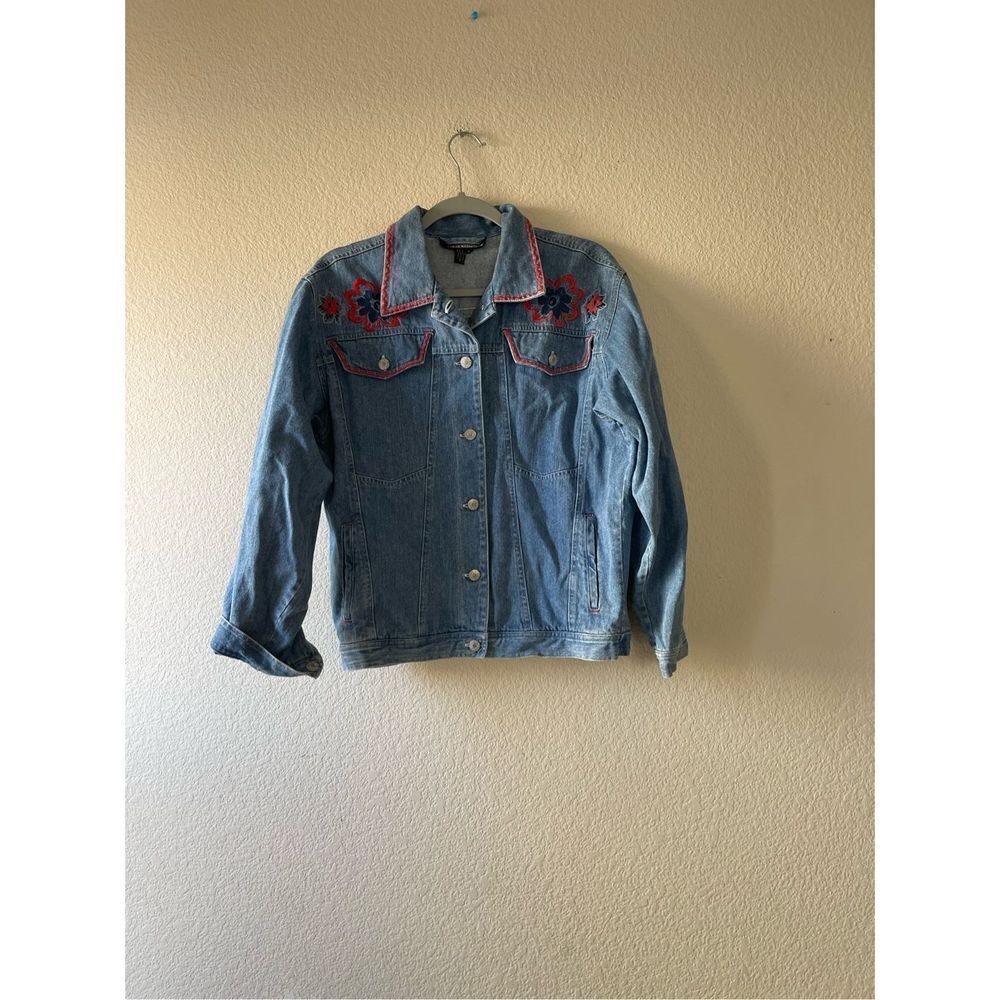 Vintage‎ 90s embroidered denim jean jacket size medium